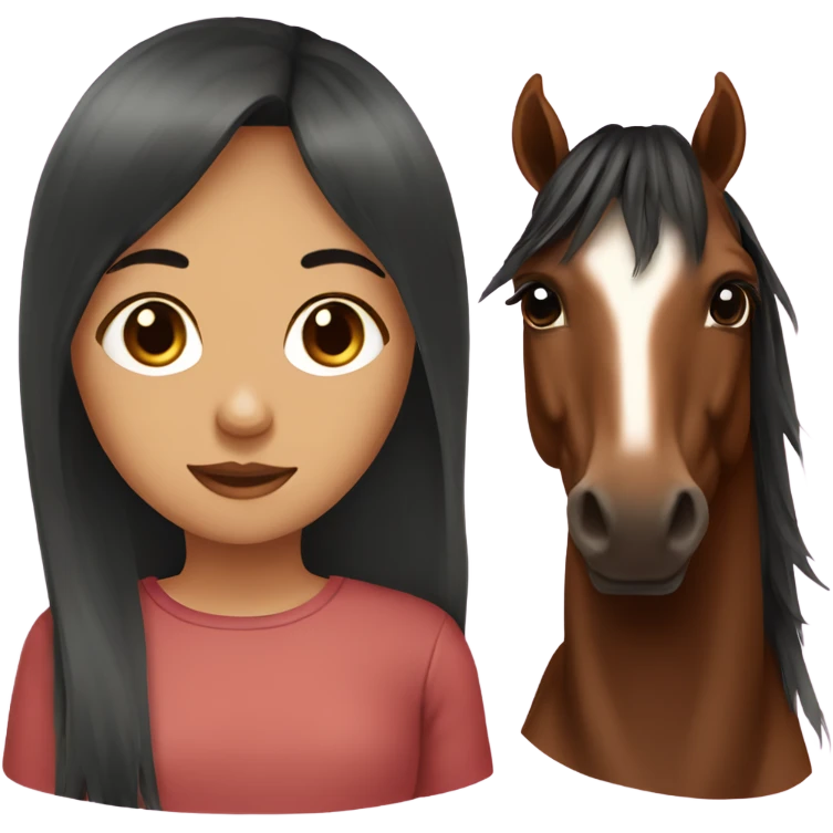 bay horse and a girl chocolate hair with bangs emoji