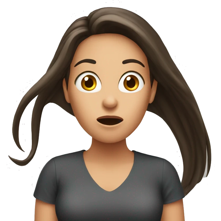 Long hair brunette woman surprised  emoji