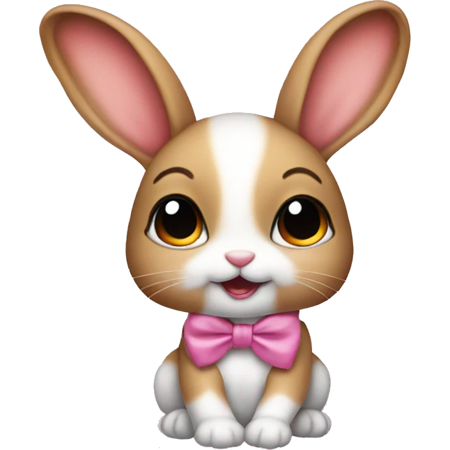 Baby bunny with coquette bow on ear emoji