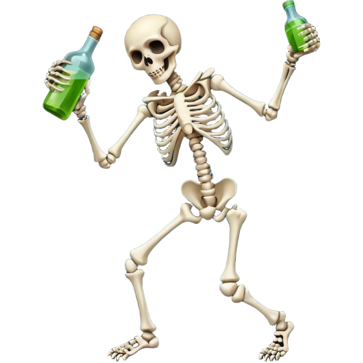 horror skeleton full body dead dancing with poison emoji