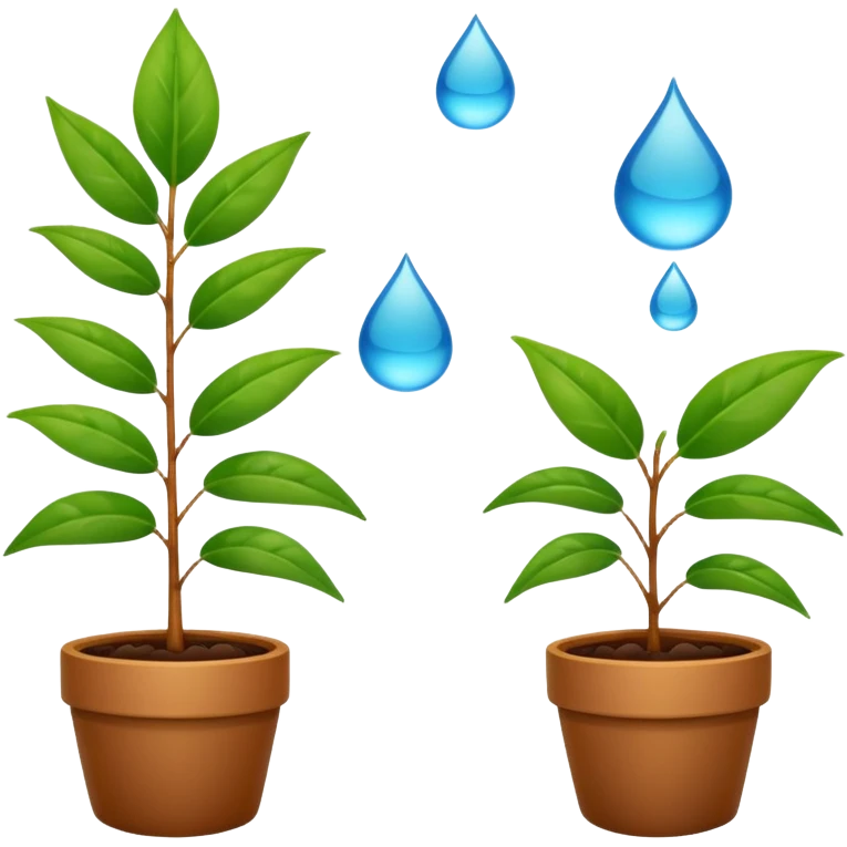 calendar emoji with plant icons for most dates, except three: one date has a leaf, one has a water drop, and one has a pot, all on separate days emoji