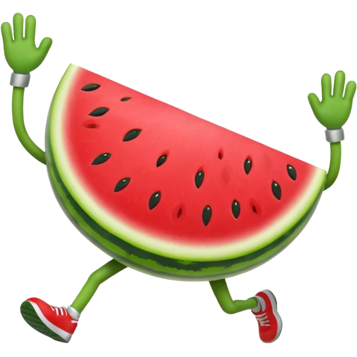 Running Watermelon fruit with arms and legs  emoji