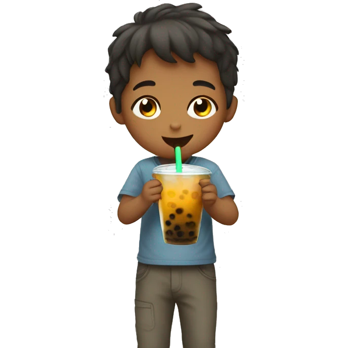 kid drinking boba emoji