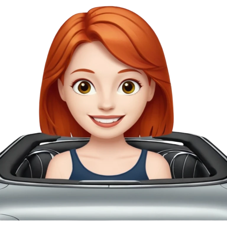 Red head in convertible Mercedes  emoji