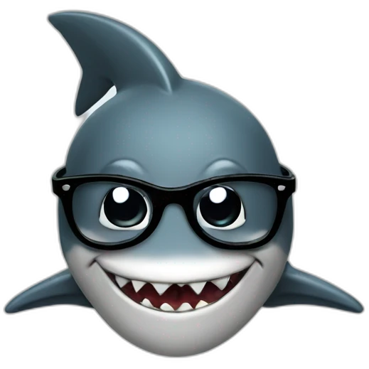 shark with glasses black neo emoji