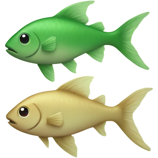 Two fish one above the other but green and beige  emoji