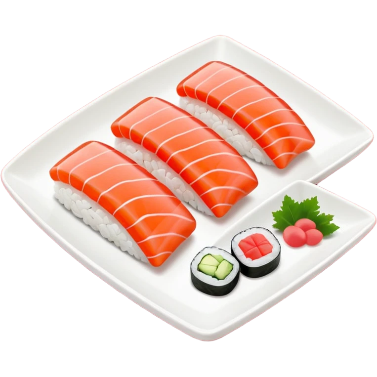 Japanese cuisine humanless avatar in minimalist emoji-style illustration. Sushi , clean lines, red white colors, flat design, calm and modern. emoji