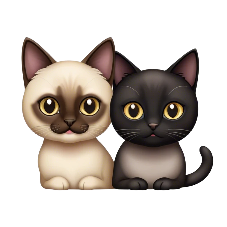 siamese cat and black cat emoji