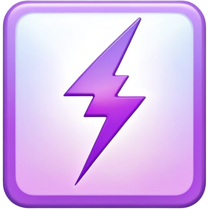 a Tiny compressed Stylized purple Lightning bolt symbol inside a pastel gradient white square icon emoji