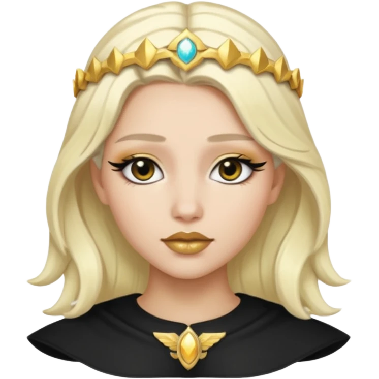 Rosalia (the singer) virgin. (Use lux album cover as reference). Hais bleached halo in hair and gold lips. black hair emoji