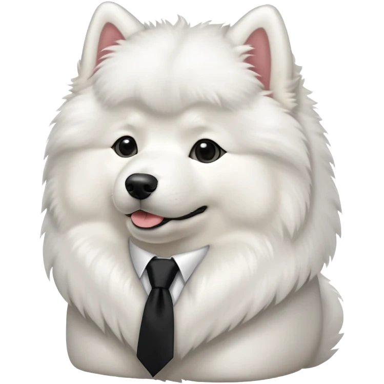 A samoyed with a black tie emoji