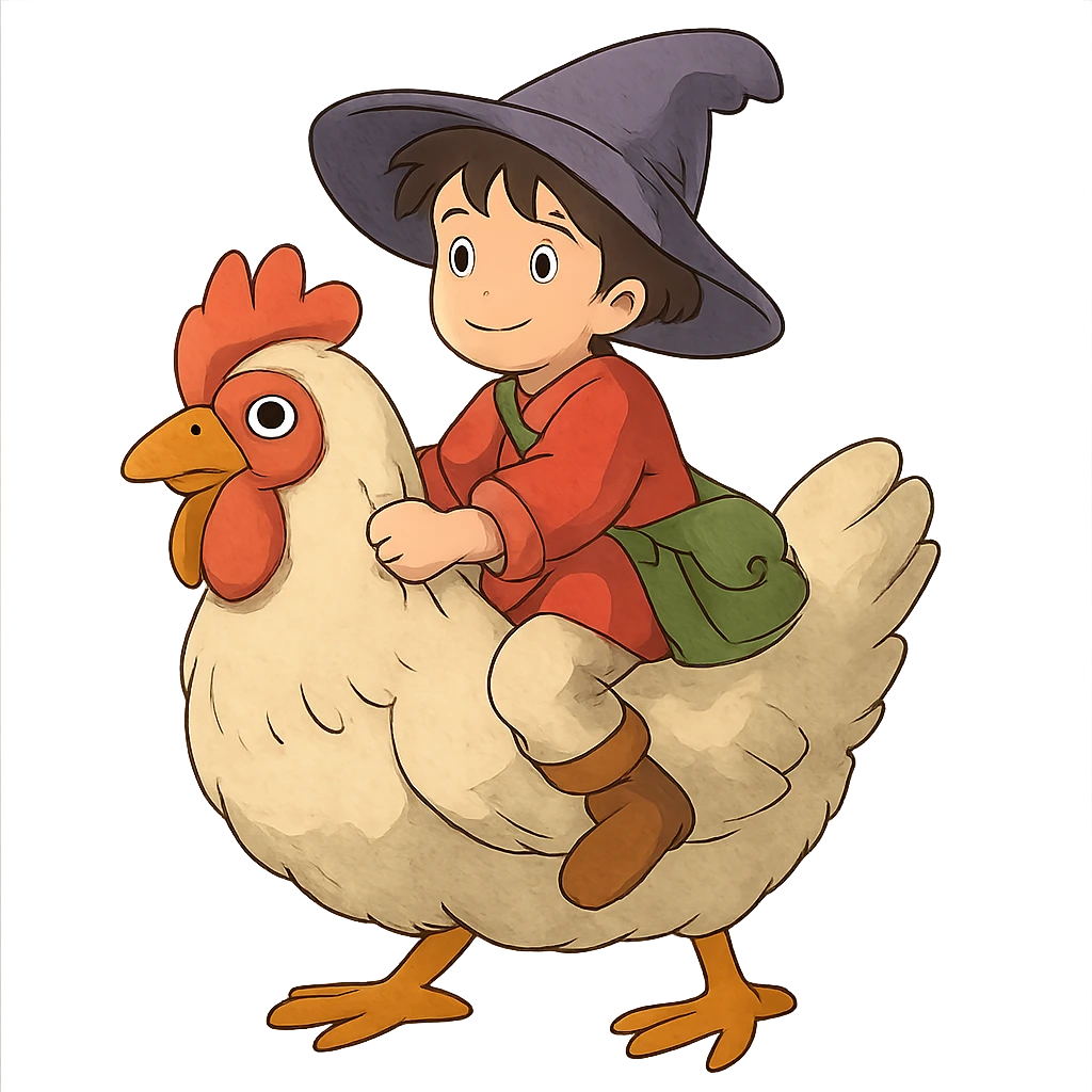 ghibli style chicken jockey emoji