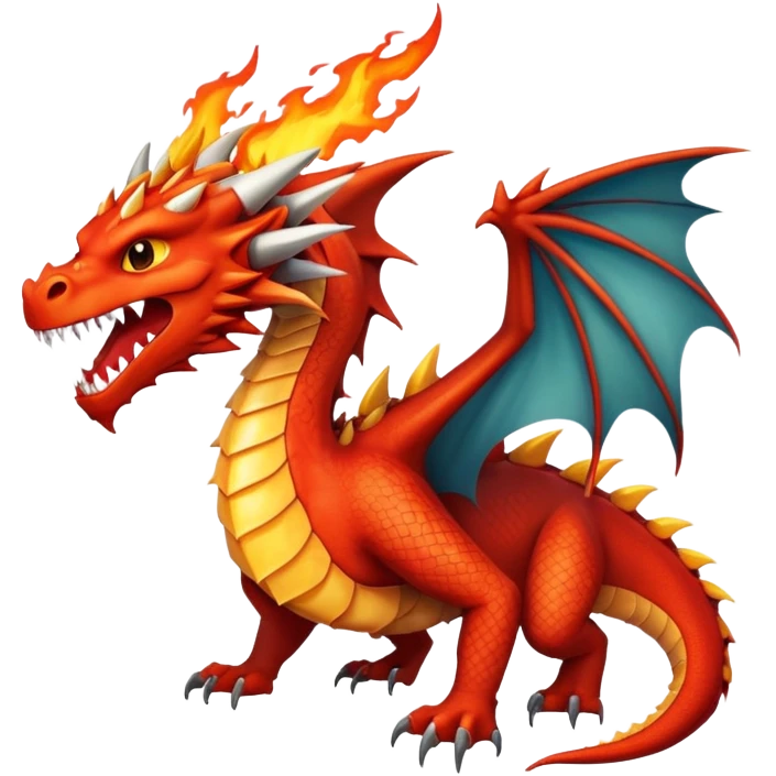 Dragon wings sharp teeth fire claws spikes emoji