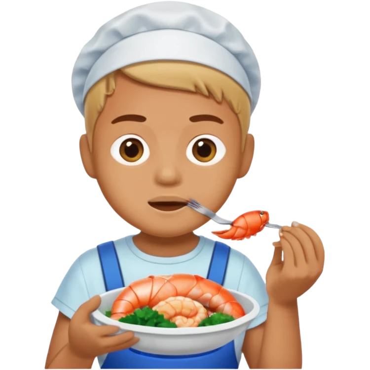 Person eating seafood with a plastic bib on emoji