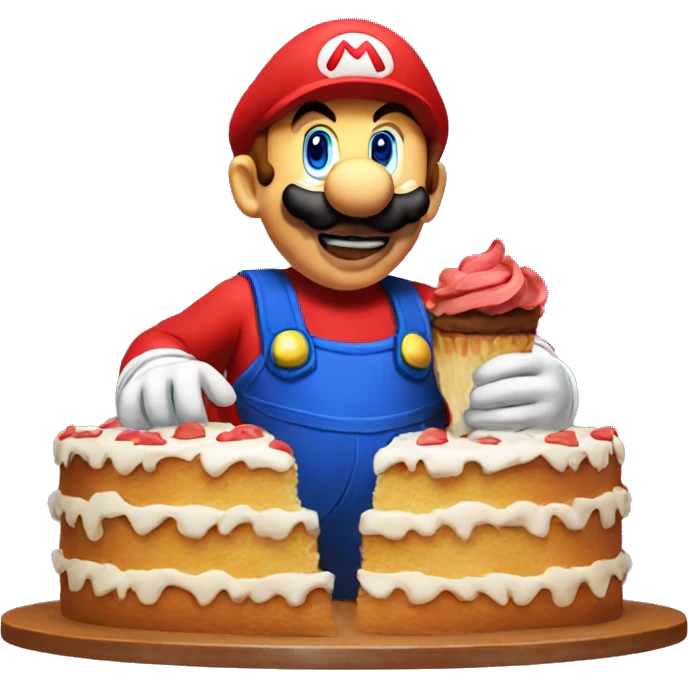 Mario qui mange un cake emoji