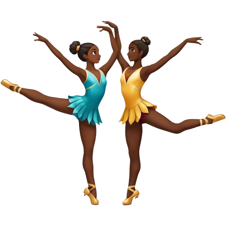 Icon for Sports Dance: a couple in competitive attire performing a synchronized dance with acrobatic moves, dance shoes, a rhythmic floor, and a competition backdrop. The icon should capture athleticism, technique, and acrobatic precision. Transparent background. emoji