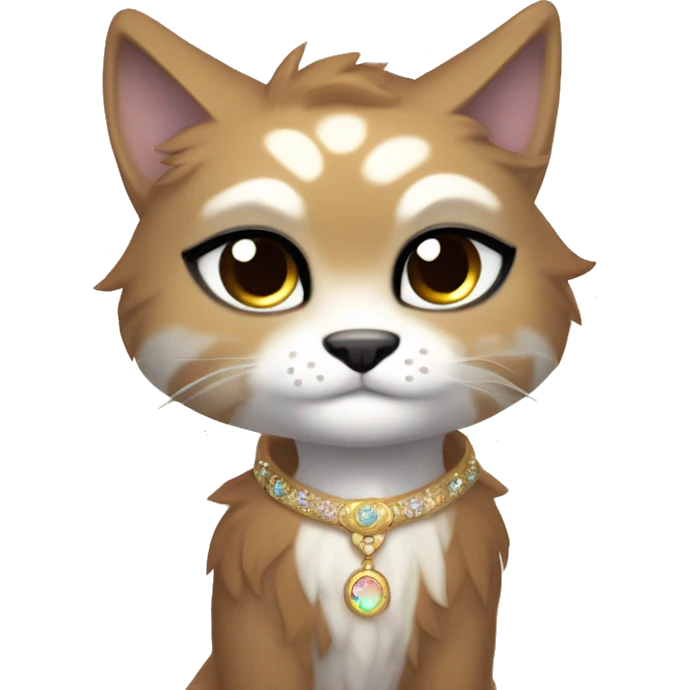 Furry, sparkle, iridescent, colorful, pastel, edgy, cool, fantasy beautiful, brown, beige, white, divine, godly, angelic, animal, anthro, full body, fursona, feline emoji