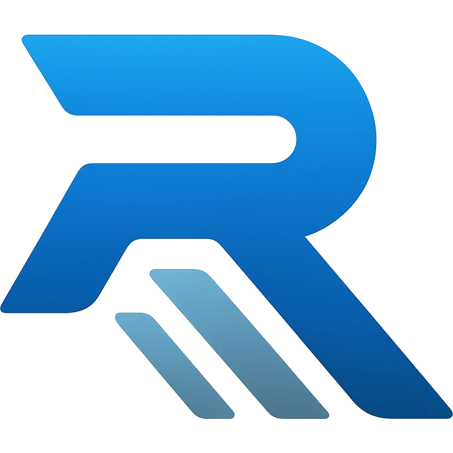 Change the logo to a bold and modern style with a blue and silver color scheme, keeping the design sharp and clean with a transparent background. emoji
