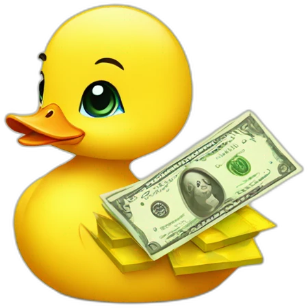 A baby duck with money emoji
