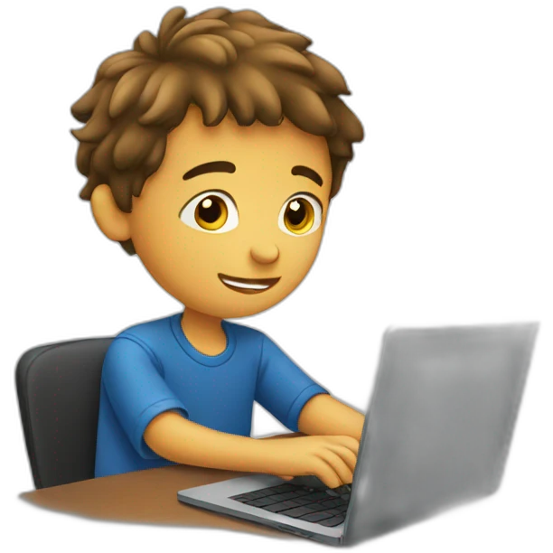 boy using laptop emoji
