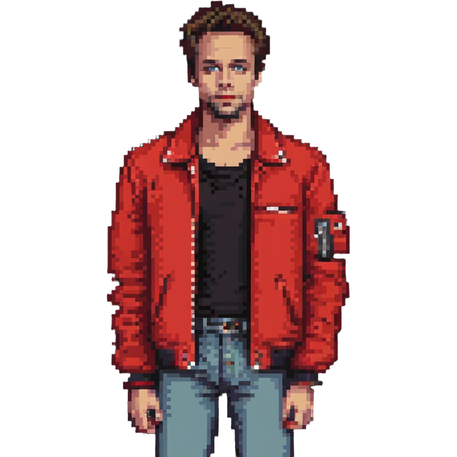 Tyler Durden wearing a red jacket emoji