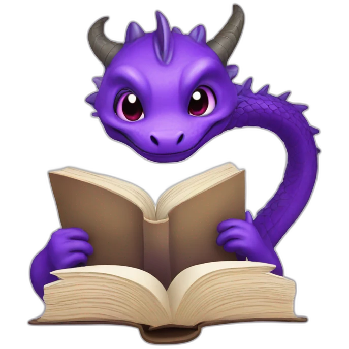 purple dragonh head holding book RIP title emoji