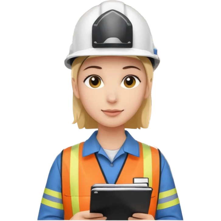 Person mit Helm, hält eine Checkliste, im Lager emoji
