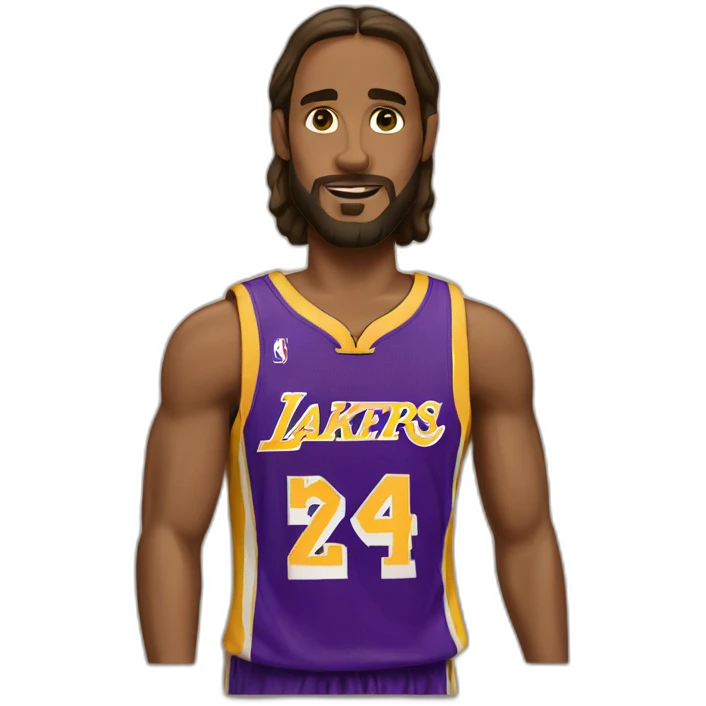 Jesus wearing L.A. lakers jersey emoji