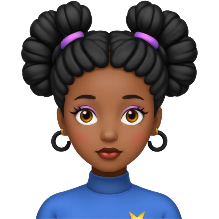 Black woman with Space buns emoji