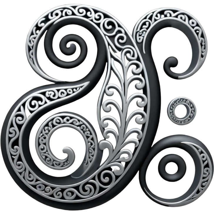 Black and silver filigree, 3D, extremely detailed design emoji
