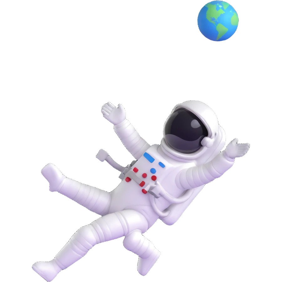 astronaut floating in space with bright colors and prominent details emoji
