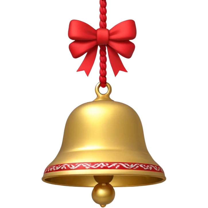 cute round bell with red and white rope and floral decoratons emoji