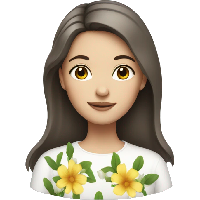 White brunette girl with flowers  emoji