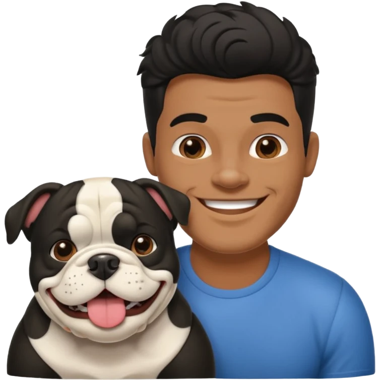 hombre médico de color de tez negra que sostiene un bulldog francés blanco emoji