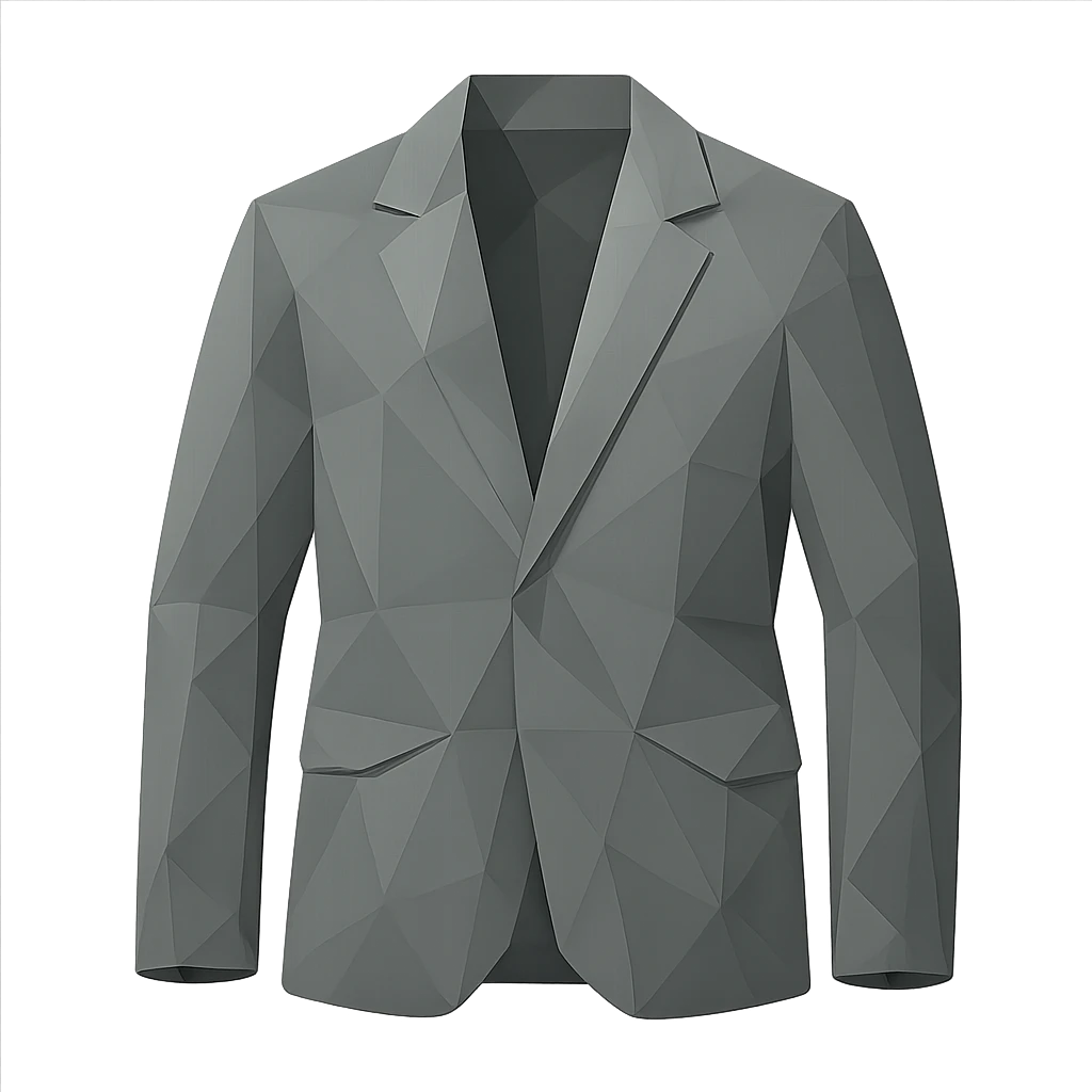 polygonal style grey jacket, color #8a8b8a, no background emoji