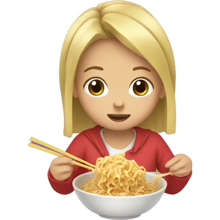 a girl eating ramen noodles  emoji