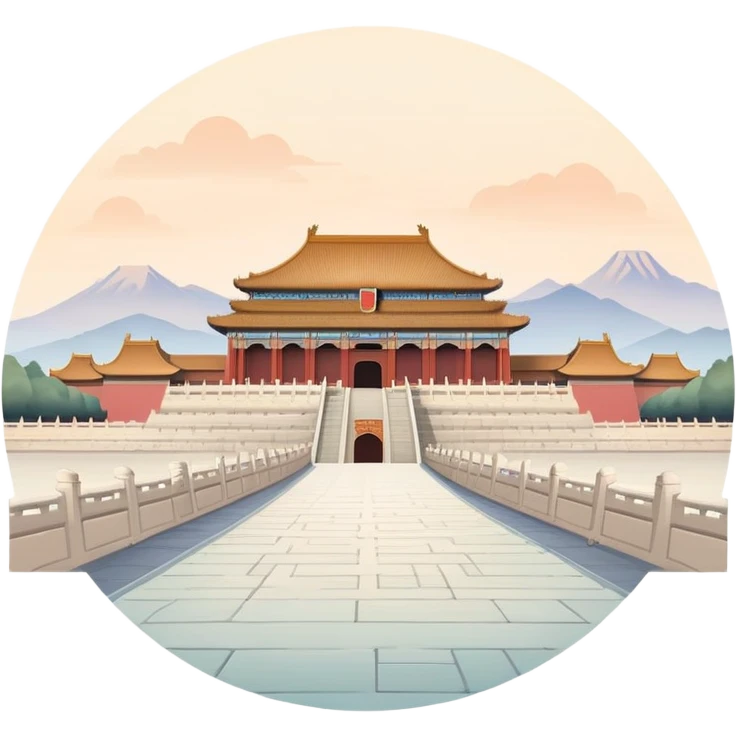 Forbidden City Beijing with soft subtle colors, not vivid emoji