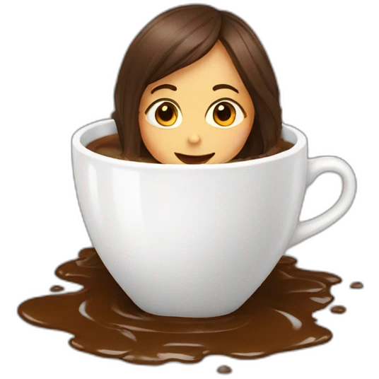 Girl bathing in a cup of coffee emoji