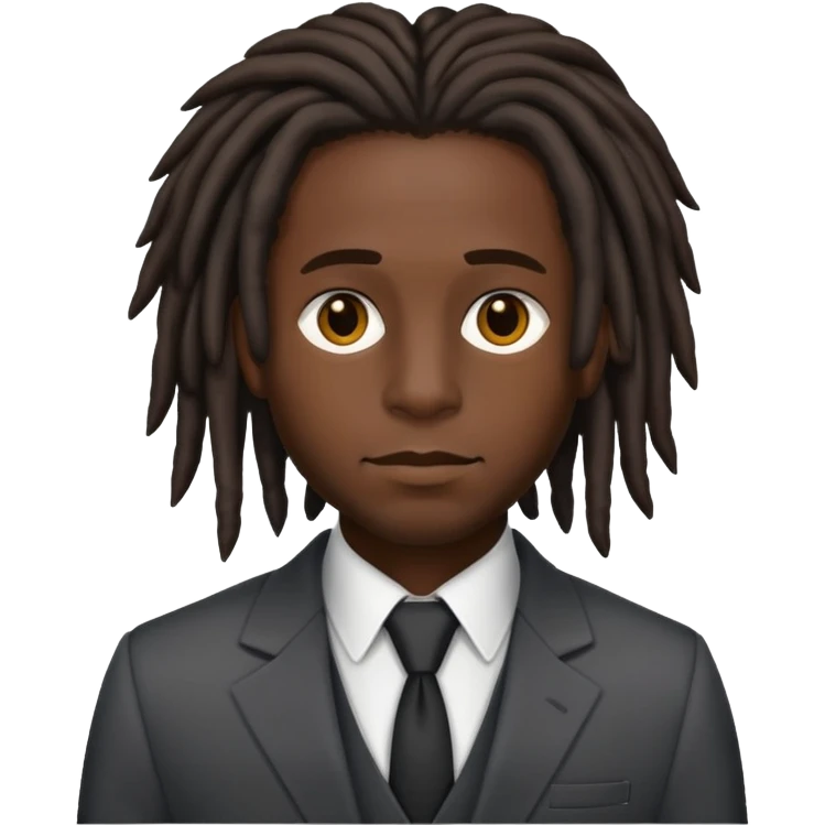 Black person with dreads and dark brown eyes wearing a suit  emoji