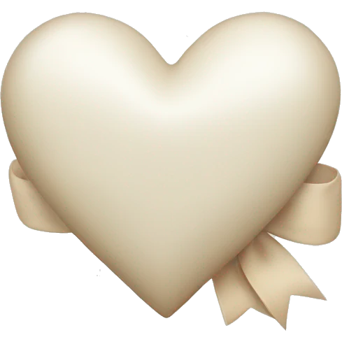 white heart with beige bow emoji