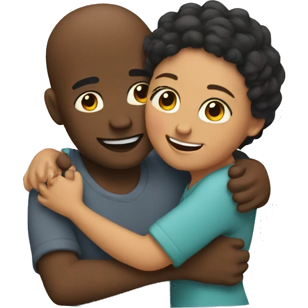 couple hug with warm smiles emoji