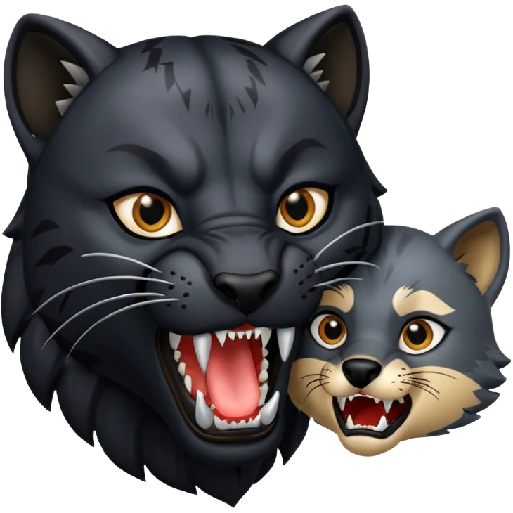 A black panther biting a wolf emoji