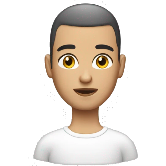 Buzz cut haircut, brunette, Arab young head 3d apple emoji emoji