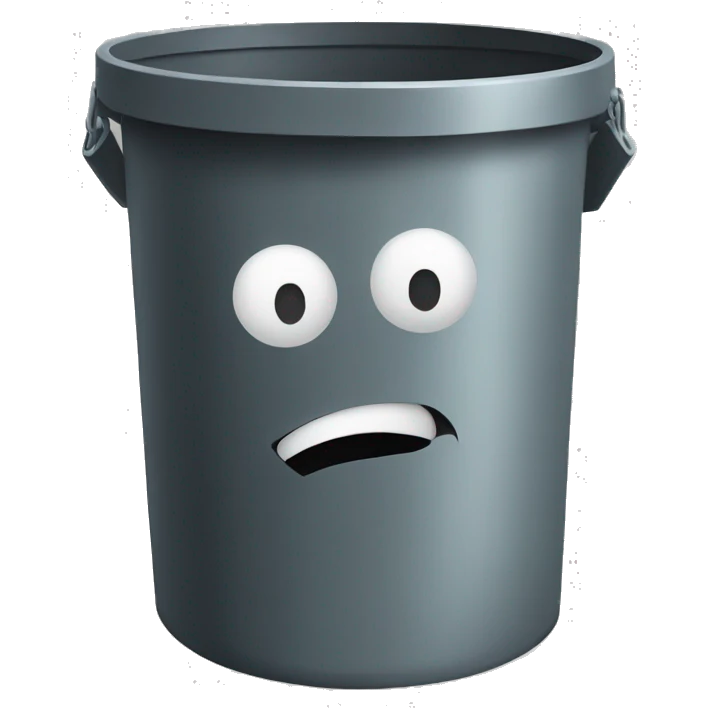 Garbage can with a face emoji