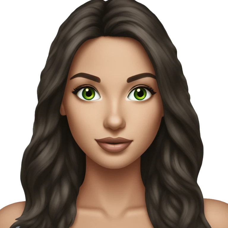 Realistic victoria secret model brunette green eyes  emoji