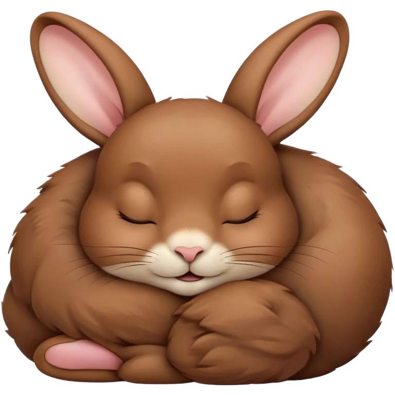 Meme-Worthy Cute Sleeping Brown Rabbit Portrait Emoji, Head resting peacefully with a contented smile, showcasing a delightfully sturdy build and a luxuriously soft brown fur, eyes shut in a serene nap, Simplified yet hilariously adorable features, highly detailed, glowing with a soft, drowsy light, high shine, relaxed and utterly lovable, stylized with an air of playful laziness, bright and heartwarming, soft glowing outline, capturing the essence of a comically sleepy bunny, so meme-worthy it feels like it could instantly become the next viral sensation of adorable slumber! emoji