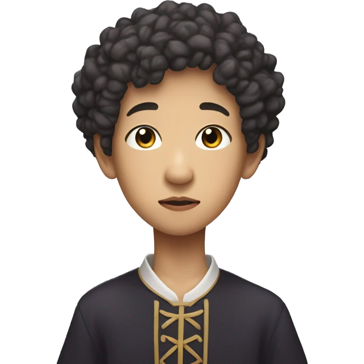 Tall Taro asian witch, a boy about 20 years old with short curly hair, a bit overwheight emoji