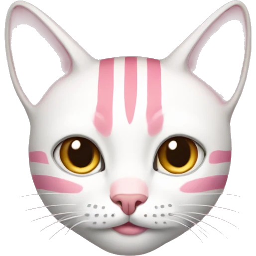 Pink cat white stripes  emoji