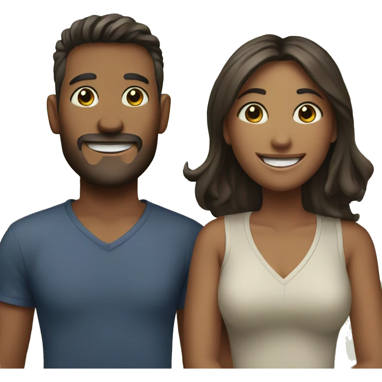 Woman and man outdoor smiles emoji