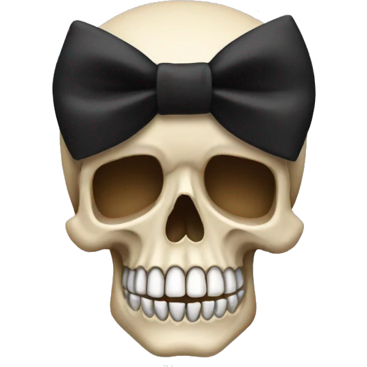 skull emoji with black bow emoji